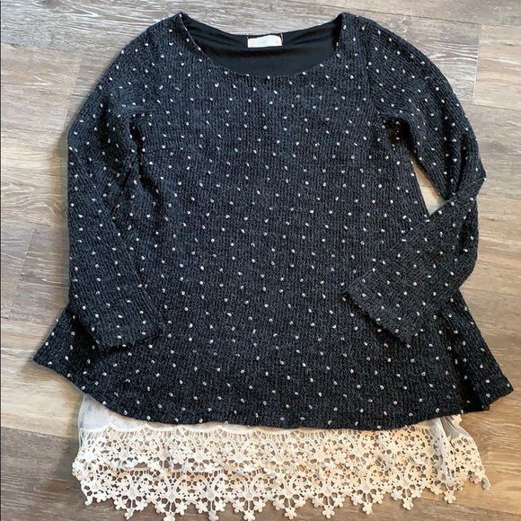 Altar'd State Sweaters - Alter’d State gray dot sweater with sheer back! S